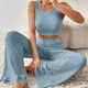 thumbnail image 4 of Conjunto de pantalón largo para mujer conjunto informal de 2 piezas de verano traje de vacaciones con cintura elástica Hugtrwg Para estrenar, 4 of 7