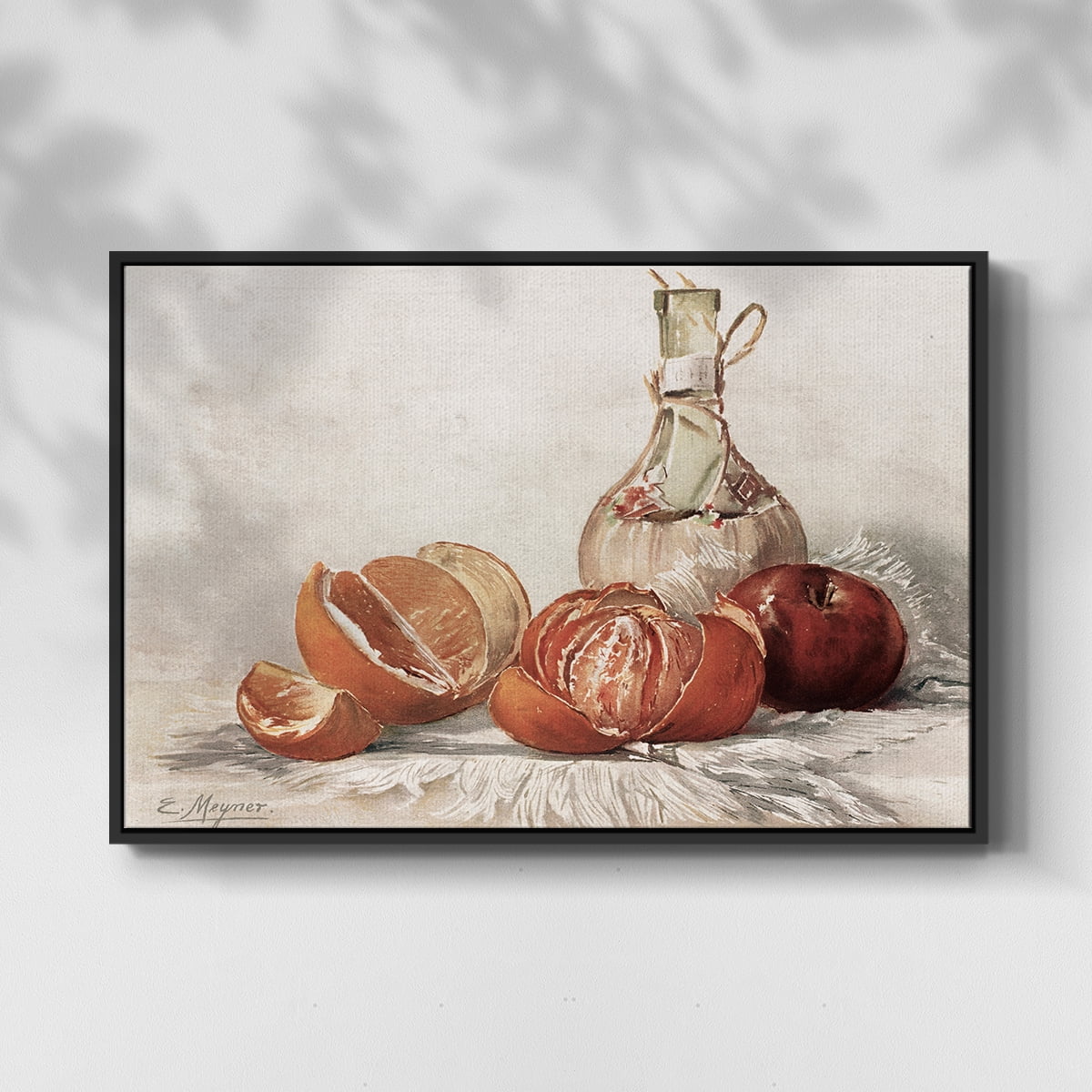 Vintage Botanical Print-LIII By Wexford Home Framed in Black Wood Gallery Wrapped Canvas 25 in. x 37 in.