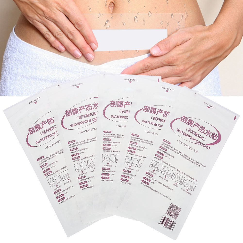 Peahefy 5Pcs Wound Dressing Patch Caesarean Postpartum Waterproof