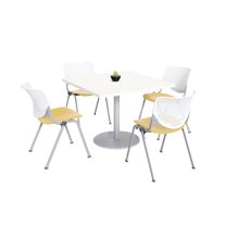 KFI Studios Mode Square 3' Dining Table Set, Designer White, 4 Yellow KOOL Chairs