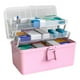 thumbnail image 3 of Caja de almacenamiento de pastillas, 3 capas, gran capacidad, estuche de cosméticos para el hogar, organizador de artículos diversos de plástico, estilo realzado, rosa Advancent HA004344-04B, 3 of 7