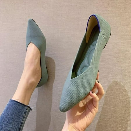 

2020 Woman Knit Pointed Shoes Women s Flat Shoes Ballet Shoes Moccasin Mixed Color Shoes Soft Pregnant Shoes Zapatos De Mujer
