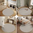 thumbnail image 5 of Round Area Rugs 5Ft, Khaki Gingham Non-Slip Washable Circle Rugs Carpet, Farmhouse Buffalo Plaid Checkered Indoor Outdoor Rug Floor Mats Throw Runner for Bedroom Living Room Bathroom, 5 of 8