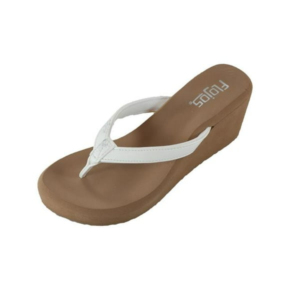 Flojos 842998105431 Sandales Compensées Olivia pour Femmes, Blanc et Olive - Taille 7