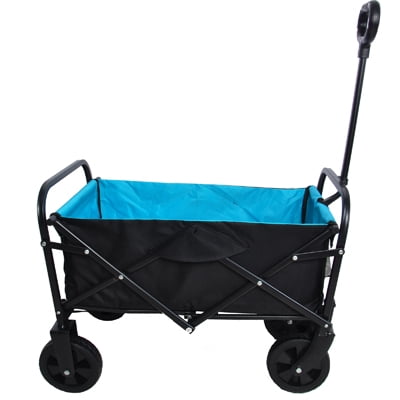 Folding Wagon Cart, Heavy Duty Collapsible Utility Wagon, Beach Wagon with Telescoping Handle, All-Terrain Wheels Utility Wagon for Patio Camping Garden Beach Shopping, 150 lbs Capacity, JA2045