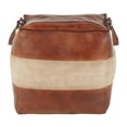 thumbnail image 2 of Cobbler Industrial Pouf in Brown Leather and Tan Canvas, 2 of 4