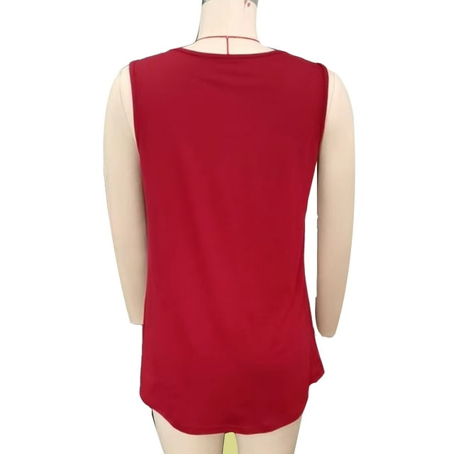 Camiseta sin mangas NikouMX para mujer Blusa delantera plisada ajuste holgado