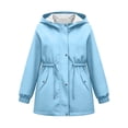 thumbnail image 4 of ZBSOKO Girl Rain Jackets Waterproof Hooded Windbreaker Cinched Waist Full Zip Outdoor Raincoats with Pockets for Hiking Sizes 5-16 Years, 4 of 6