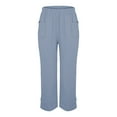 thumbnail image 5 of Yubnlvae 2025 Cotton Casual Pants - Spring/Autumn Women's Trousers (Outer Pockets, Leg-Lengthening Fit) Light blue XL, 5 of 8