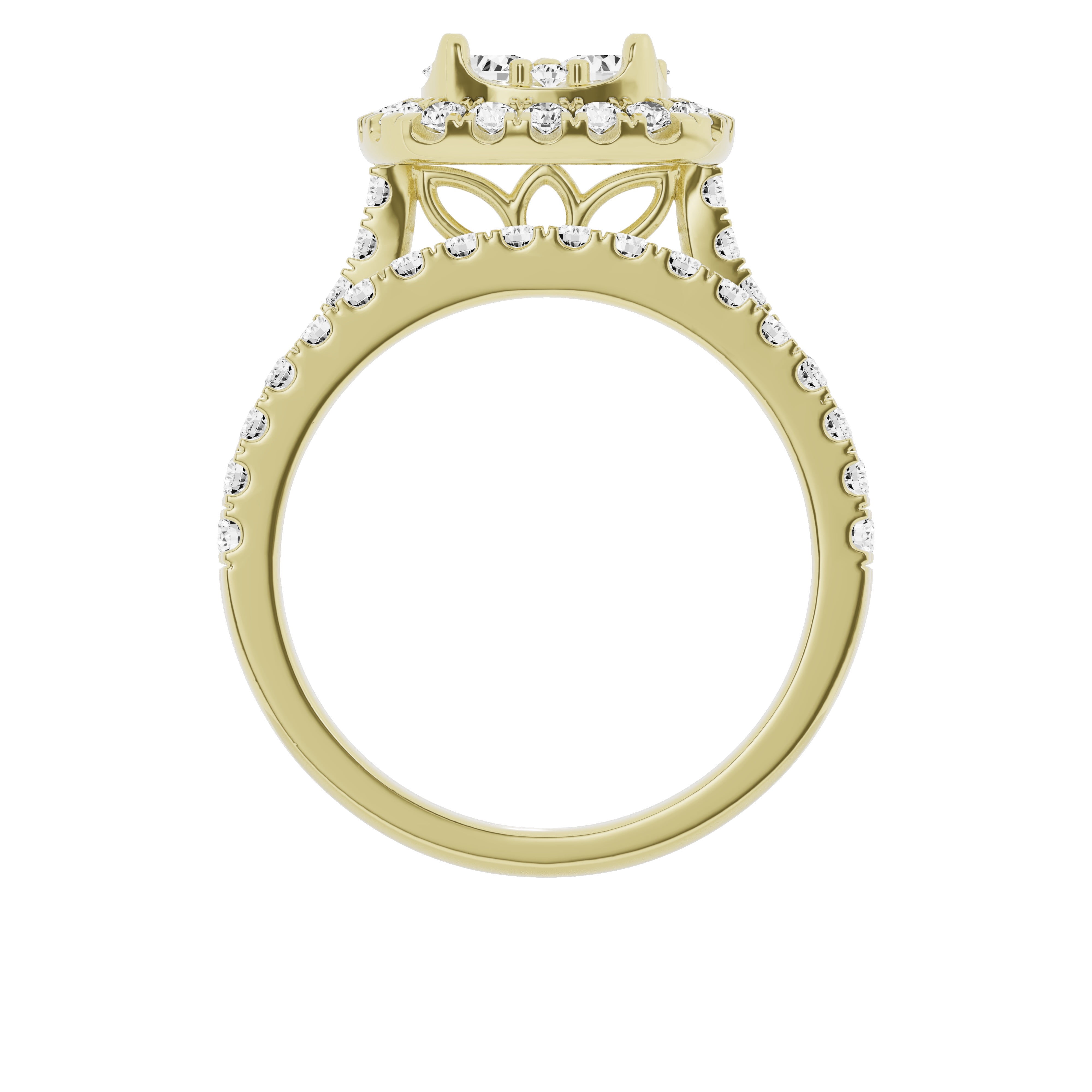Unique Moments Lab Grown 1.50 Carat Diamond Cushion Bridal Set, Engagement Ring for Women 10K Yellow Gold