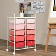thumbnail image 4 of Gymax 10-Drawer Rolling Storage Cart Tools Scrapbook Paper Organizer on Wheels Pink Gradient, 4 of 10