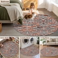 thumbnail image 5 of Round Rugs 7Ft, Red Brick Wall Round Area Rug Washable Indoor Throw Carpet, Vintage Farmhouse Stone Rocks Geometric Print Large Non Slip Circle Rug for Dining Room Playroom Home Decor Aesthetic, 5 of 8