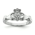 thumbnail image 1 of 925 Sterling Silver Rhodium Diamond Claddagh Ring, 1 of 2