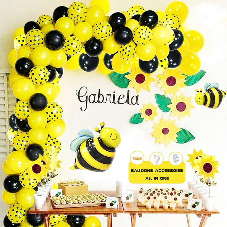 Bee 1st Birthday Decorations Girl Bee Birthday Balloon Garland Kit Pink  Yellow for Girl It's Sweet to Bee One Backdrop with Bee Theme Cake Topper  Bee