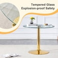 thumbnail image 2 of Hi loPres 35-Inch Round Dining Table, Modern Tempered Glass Top with Gold Metal Pedestal Base for Kitchen, 2 of 7