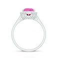 thumbnail image 2 of Rosec Jewels Lab Grown Pink Sapphire Teardrop Engagement Ring with Halo - Pink Sapphire Diamond Ring (7X10 mm Pear Shape), 10K White Gold, US 3.50, 2 of 9