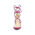 thumbnail image 6 of BLISSFUL STEP Women's Clear Strap Block Heel Lace up Heels Sandals Hot Pink (Size 8.5), 6 of 7