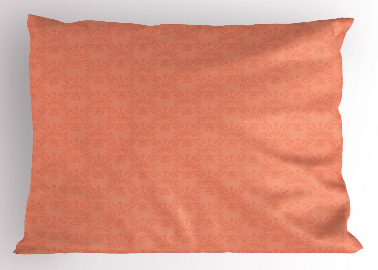 Peach Pillow Sham Flower Ornate Pattern Nature Inspired Image with Soft
