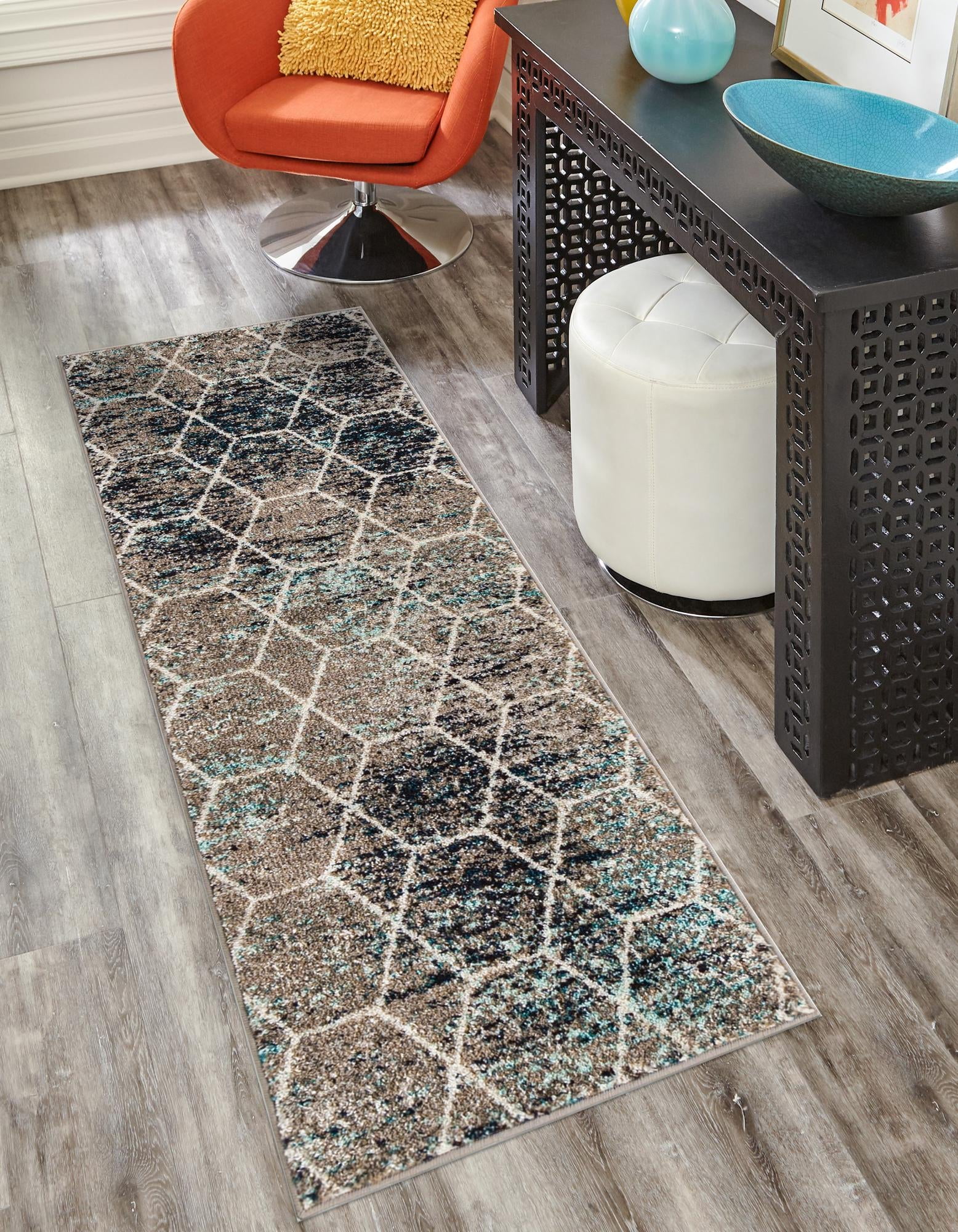 Rugs.com Lattice Frieze Collection Rug – 2' x 8' 8 Runner Blue Multi ...