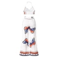 thumbnail image 6 of KOMOO 2Pcs Women Boho Outfits Butterfly Printed Halter Tops Wide Leg Loose Pants Suit Plus Size, 6 of 9
