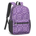 thumbnail image 2 of Paisley and Damask Purple Pattern 17" Waterproof Oxford School Backpacks for Teens, S-Shape Padded Straps, for School, Travel, Hiking, Camping, 2 of 5