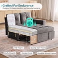 thumbnail image 5 of LINSY HOME 57.4" Modular Sectional Sofa with Pull Out Bed & Multi-functional Armrest for Small Spaces, 2-Seat Pull Out Couch with Shelves, USB Ports & Cup Holders, Chenille Gray, 5 of 11