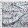 thumbnail image 2 of Soimoi Sea Shell Printed, Japan Crepe SatinFabric, by The Yard 54 Inch Wide, Decorative Sewing Fabric for Dresses Kimonos Gowns, Teal Green, 2 of 5