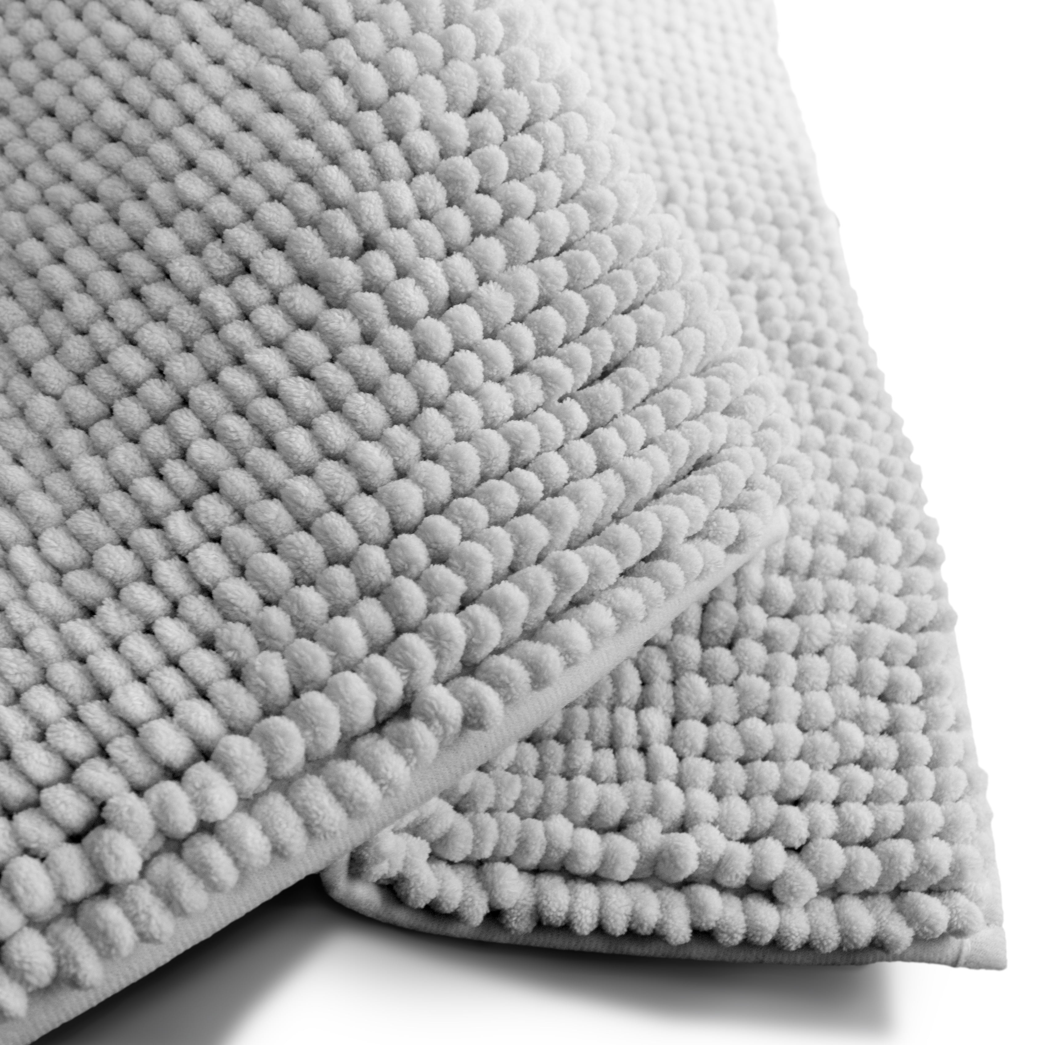(2 pack) Your Zone Kids Gray Memory Foam Noodle Single Bath Rug with Nonslip Backside, 17" x 24"