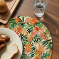thumbnail image 3 of Orange Green Palm Leaves Round 13 Inch Placemats Set of 2, Summer Tropical Floral HeatResistant Non Slip Place Mats for Dining Table, Wipeable Braided Kitchen Table Mats for Housewarming, 3 of 9