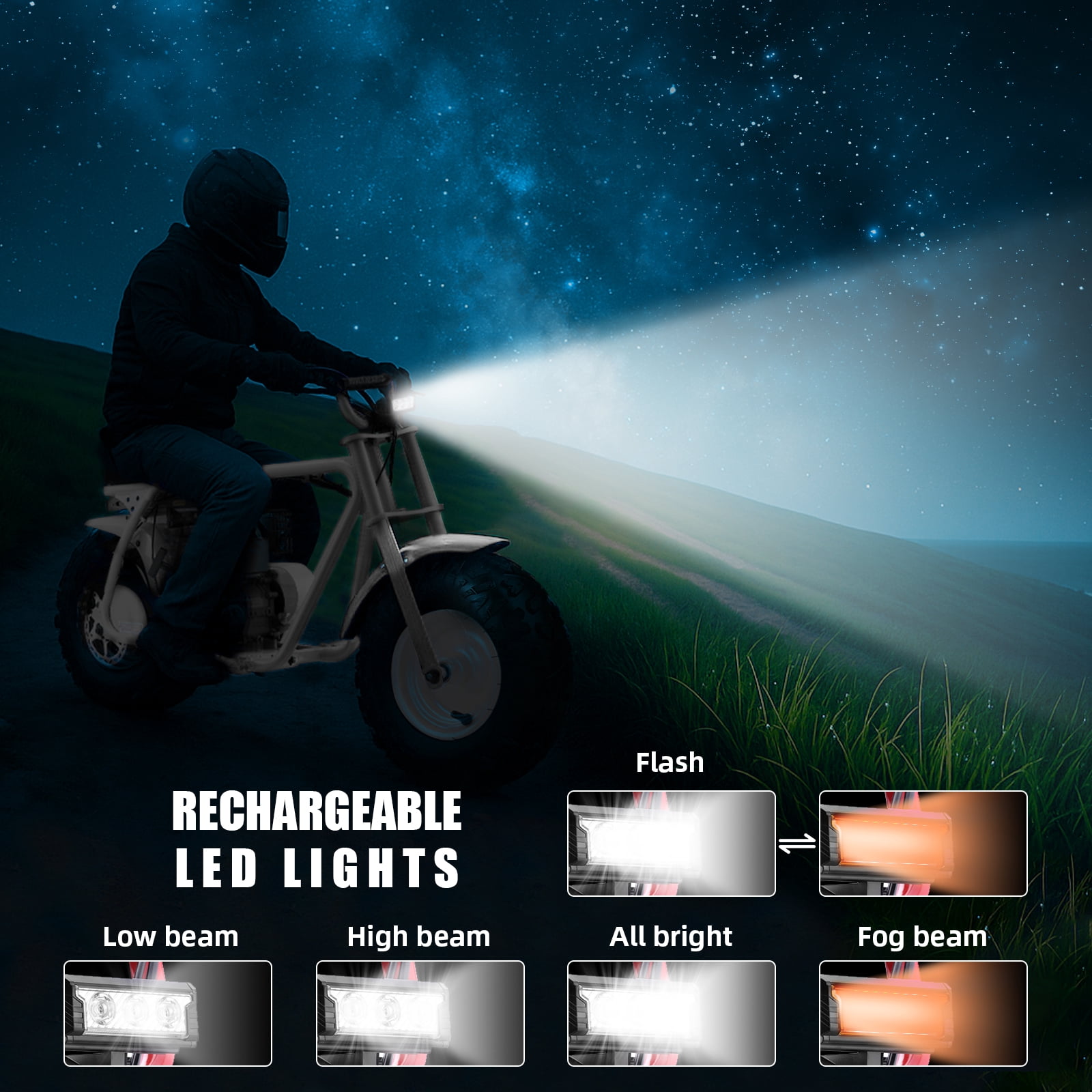 99cc Dirt Bike, Gas Powered, 4-Stroke with LED Headlight, 25MPH Minibike Trail Bike, Pull Start, Poucket Bike for Teenager and Adult, Summer Gift