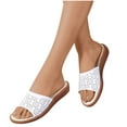 thumbnail image 4 of JeashCHAT Slip On Slide Sandals for Women Women's Hollow Out Slippers Casual Home Sandals Slotted Comfort Flat Bottom Mules (White), 4 of 6