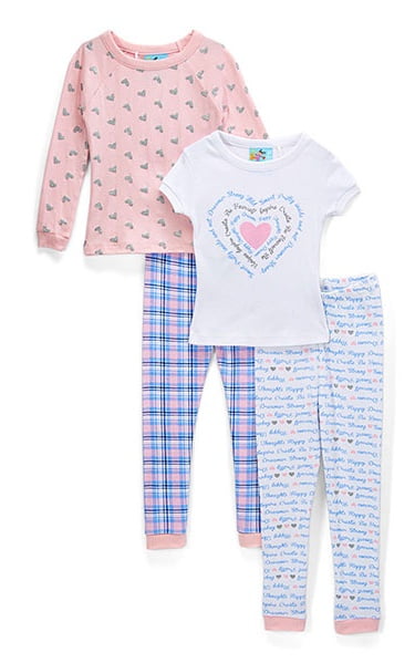 Long Sleeve Top, Short Sleeve Top & Jogger Pants Pajamas, 4pc Set ...