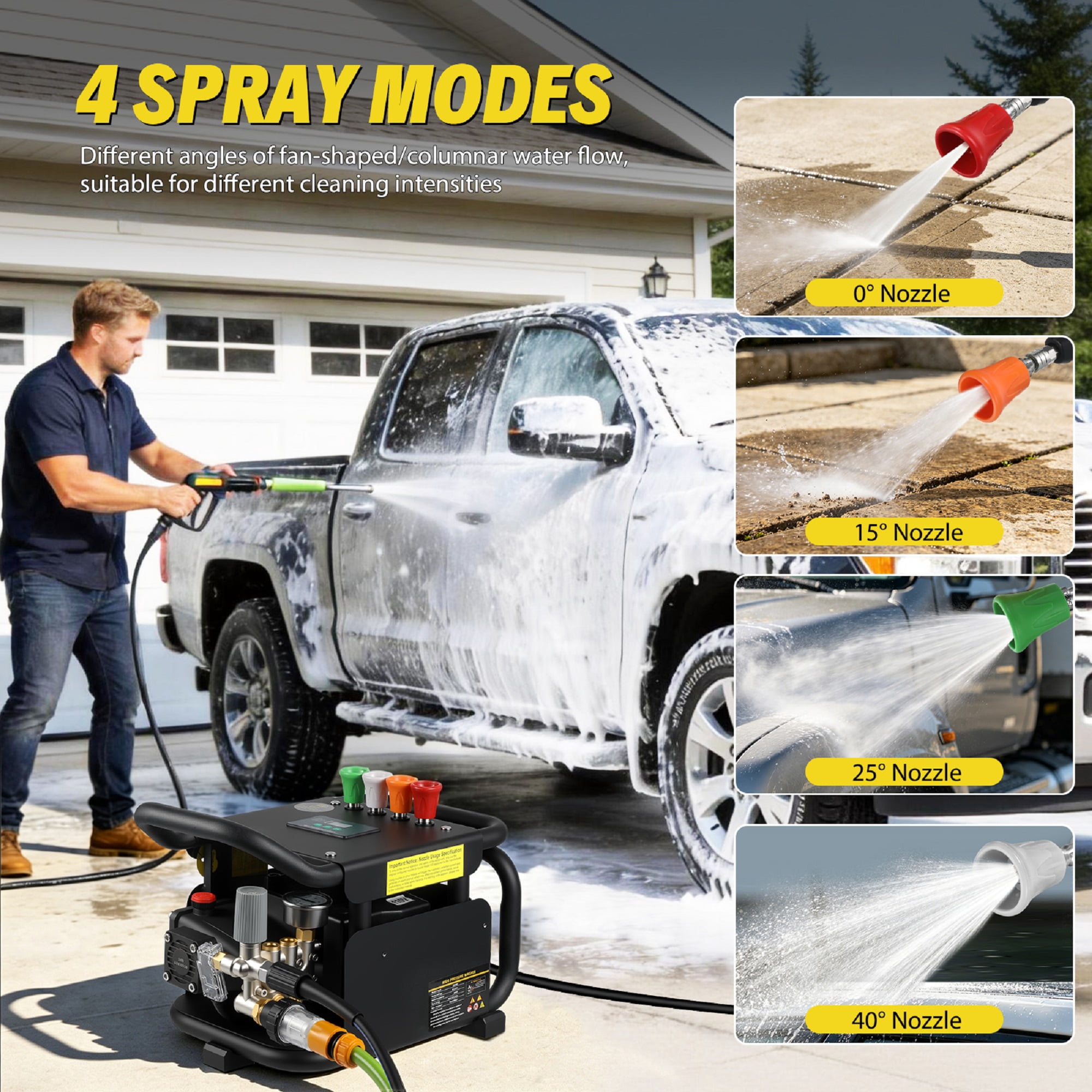 Pressure Washer, 2100PSI 3.17GPM 40ft Hose 7 Nozzles Commercial High Pressure Washer for Cars Fences Driveways Patios