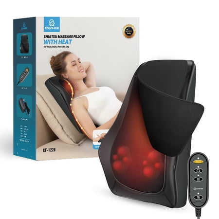 Comfier Back Massager with Heat, Shiatsu Neck and Shoulder Massager Pillow for Pain Relief, 3D Kneading Massagers for Back and Neck Gifts