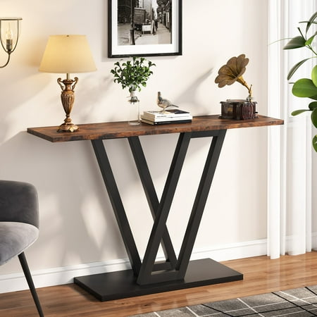 Tribesigns Console Table Industrial Hallway Table for Entryway 43 Inch Entryway Tables Narrow Sofa Table for Living Room Stable Metal Frame & Easy Assemble Rustic Brown