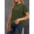 thumbnail image 4 of Womens Striped Color Block Short Sleeve Causal Blouses T Shirts Tops, 4 of 6