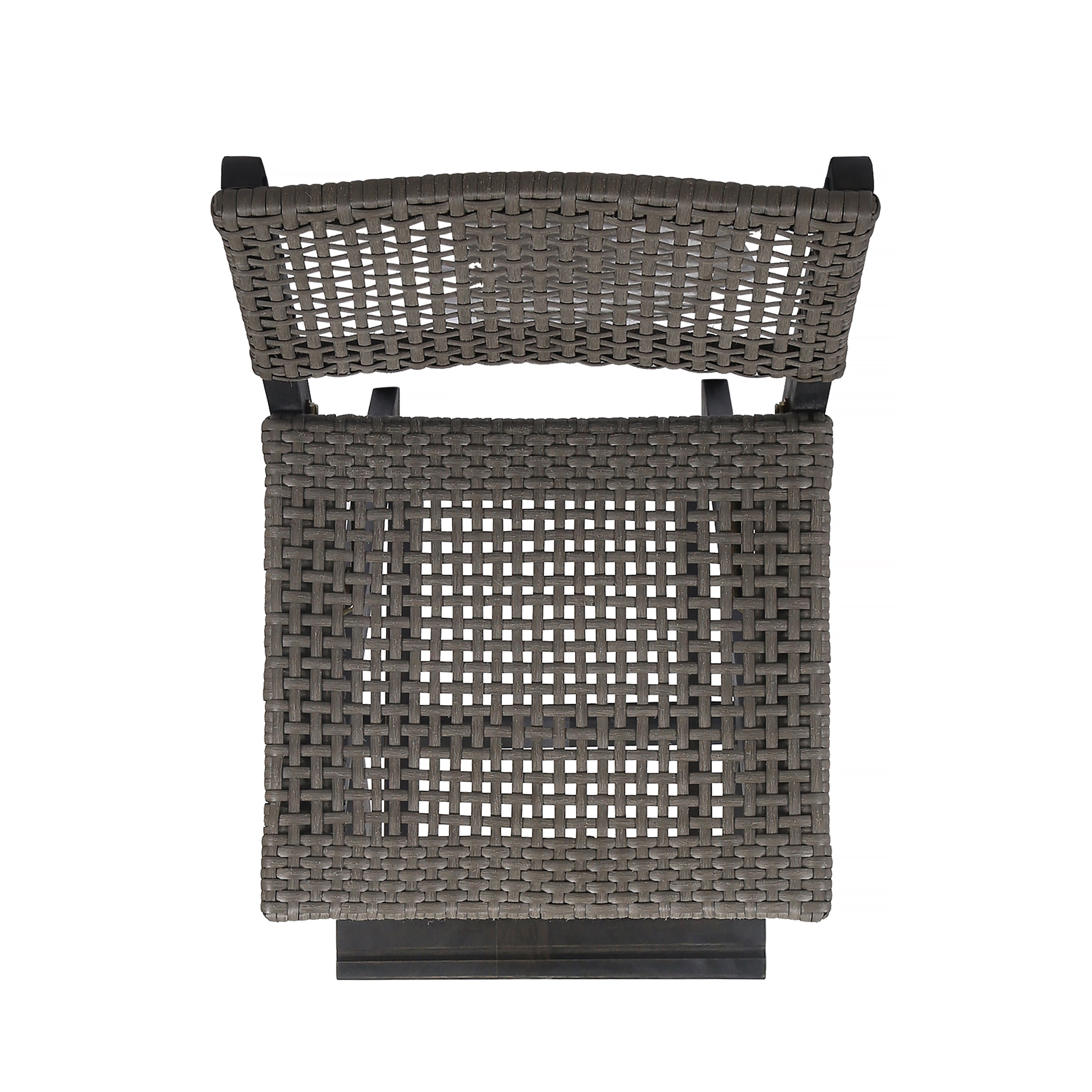 Outdoor Folding Bar Stool Set of 2 41.75 Inch, Acacia Wood Frame with PE Rattan Backrest, Dark Gray