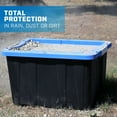 HART 17 Gallon Heavy Duty Latching Plastic Storage Box, Black Base/Blue Lid, Set of 4