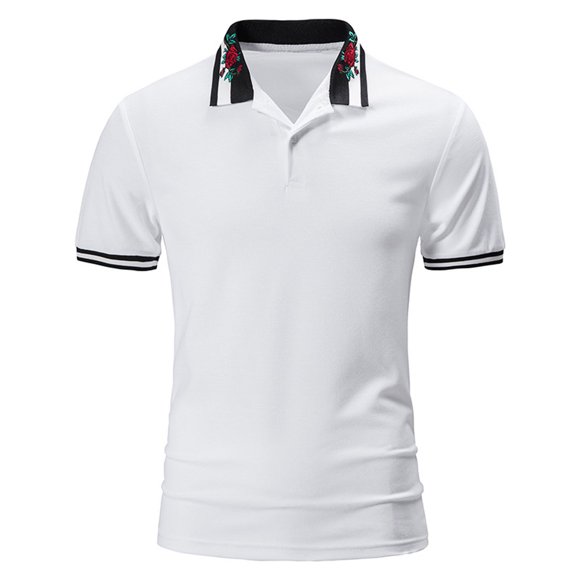 Pisexur Mens Short Sleeve Polo Shirts Casual Slim Fit Golf Polo Shirt Turn-Down Collar Zipper Quick Dry Cotton Shirts