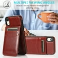thumbnail image 6 of Allytech Back Flip Wallet Case for iPhone XR with 5 Card Holder, Luxury PU Leather Kickstand Magnetic Buckle Shockproof Anti-Scratch Protective Case for Women Men - Brown, 6 of 7