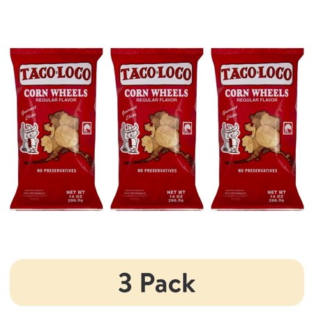 (3 pack) Taco Loco Regular Flavor Corn Wheels, 14 Oz.