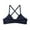 Dark Blue, variant on Women's Ribbed Cotton Bralette Wireless, Beautiful Back Crop Top, Solid Color Threaded Underwear, Soft Breathable Sleep Yoga Tank Top Removable Pads
