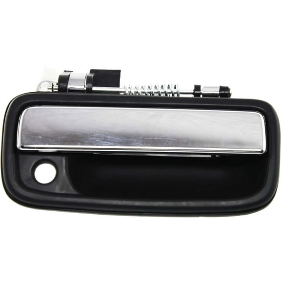 Exterior Door Handle Compatible with 1995-2004 Toyota Tacoma Front, Passenger Side Chrome Lever with Black Bezel