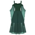 thumbnail image 3 of Zpanxa Halloween Costume Womens Gothic Witch Medieval Dress Plus Size Renaissance Cosplay Vintage Maxi Dress Long Sleeve Splicing Solid Retro Gown Button Irregular Dress Green XXL, 3 of 4