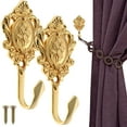 thumbnail image 6 of NICEXMAS 2Pcs Vintage Style Curtain Holdbacks Golden Alloy Hooks for Indoor Wall Decoration, 6 of 9
