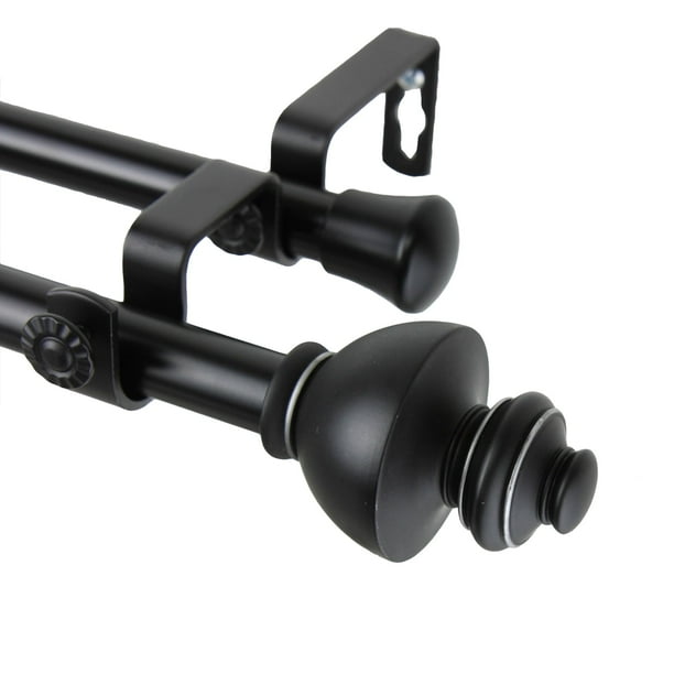 Monarch Adjustable Black Double Curtain Rod Set Com Monarch Adjustable Black Double Curtain, Black Double Curtain Rod