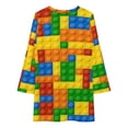 thumbnail image 3 of Building Blocks Construction Brick Loose Dress Evening Dress Summer Dresses for Women Luxury Dress Long Sleeved Dress, 3 of 4