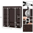 thumbnail image 2 of 68" Portable Closet Wardrobe with Cover, Heavy Duty Clothes Rack Organizer with Hanging Rods, Storage Shelves for Hanging Clothes, Bedroom and Travel, Dark Brown, 2 of 5