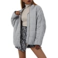 thumbnail image 5 of Sedceaty Women Stand Collar Quilted Jackets, Long Sleeve Solid Color Full Zip Padded Jackets, 5 of 9