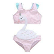 RUIKAR Cute Toddler Kids Baby Girls Boys Bikini 3D Cartoon 1 Piece Swimsuit Sleeveless Bathing Suit Summer Beachwear Swimwear Outfits Pink 12M